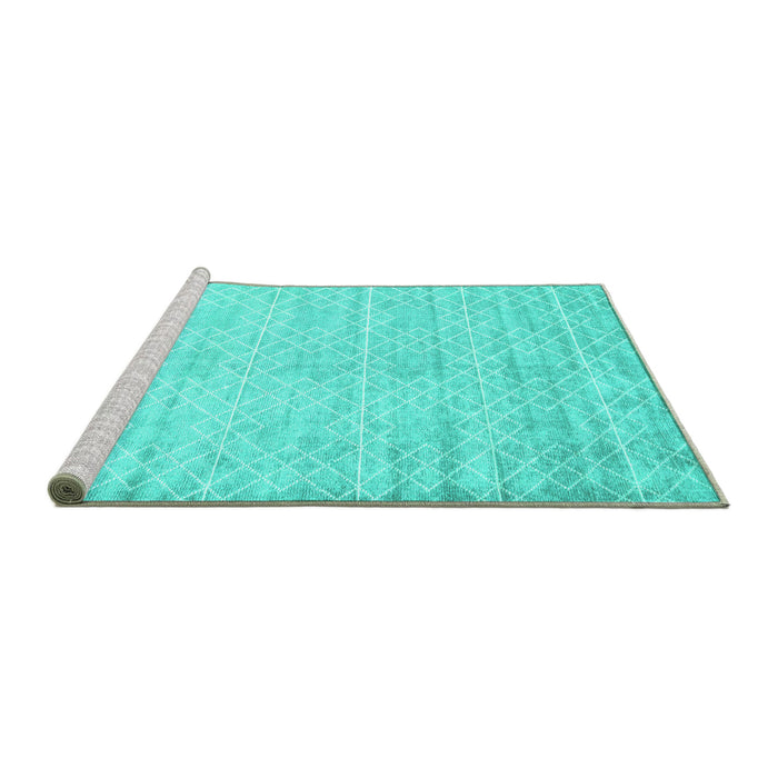 Sideview of Machine Washable Abstract Turquoise Contemporary Area Rugs, wshcon2742turq