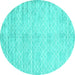 Round Abstract Turquoise Contemporary Rug, con2742turq