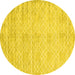 Round Abstract Yellow Contemporary Rug, con2742yw