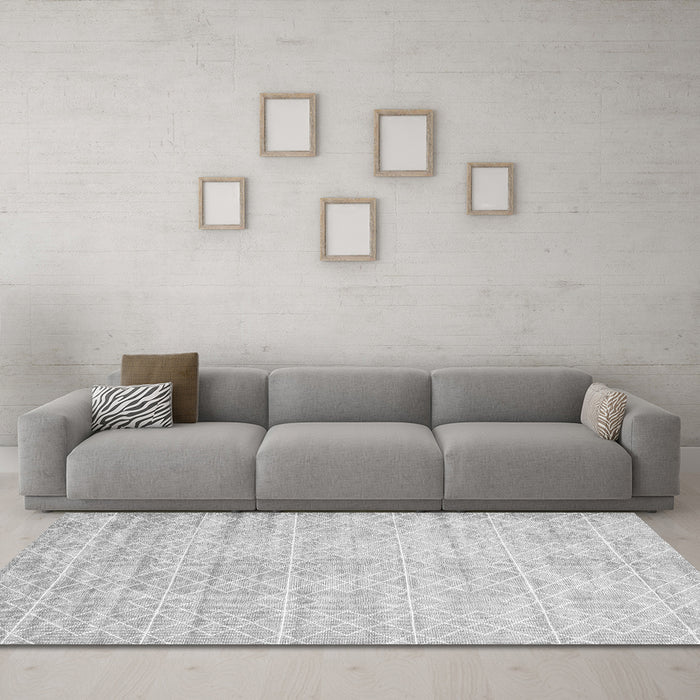 Machine Washable Abstract Gray Contemporary Rug in a Living Room,, wshcon2742gry
