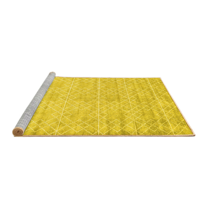 Sideview of Machine Washable Abstract Yellow Contemporary Rug, wshcon2742yw