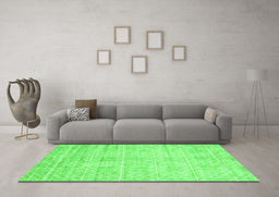 Machine Washable Abstract Green Contemporary Area Rugs in a Living Room,, wshcon2742grn