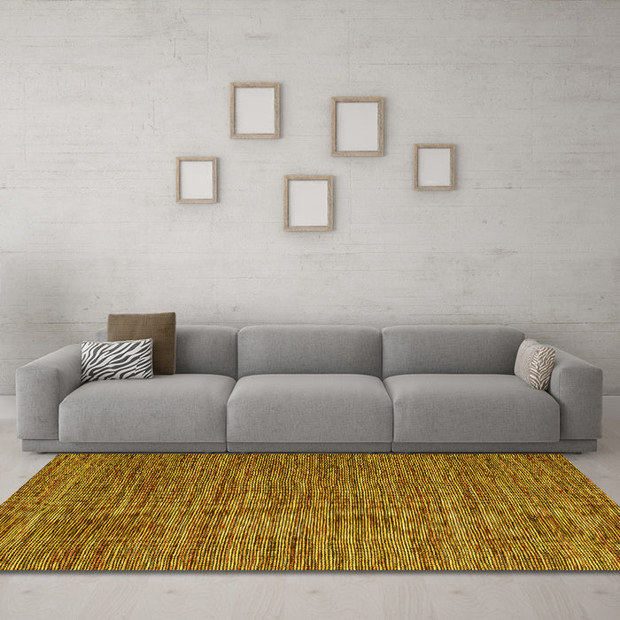 Machine Washable Abstract Yellow Contemporary Rug in a Living Room, wshcon2743yw