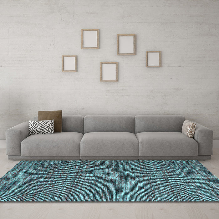 Machine Washable Abstract Light Blue Contemporary Rug in a Living Room, wshcon2743lblu