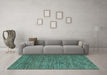 Machine Washable Abstract Turquoise Contemporary Area Rugs in a Living Room,, wshcon2743turq