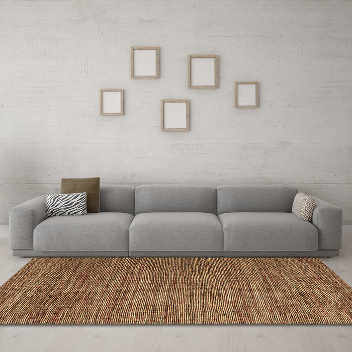 Machine Washable Abstract Brown Contemporary Rug in a Living Room,, wshcon2743brn