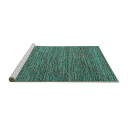 Sideview of Machine Washable Abstract Turquoise Contemporary Area Rugs, wshcon2743turq