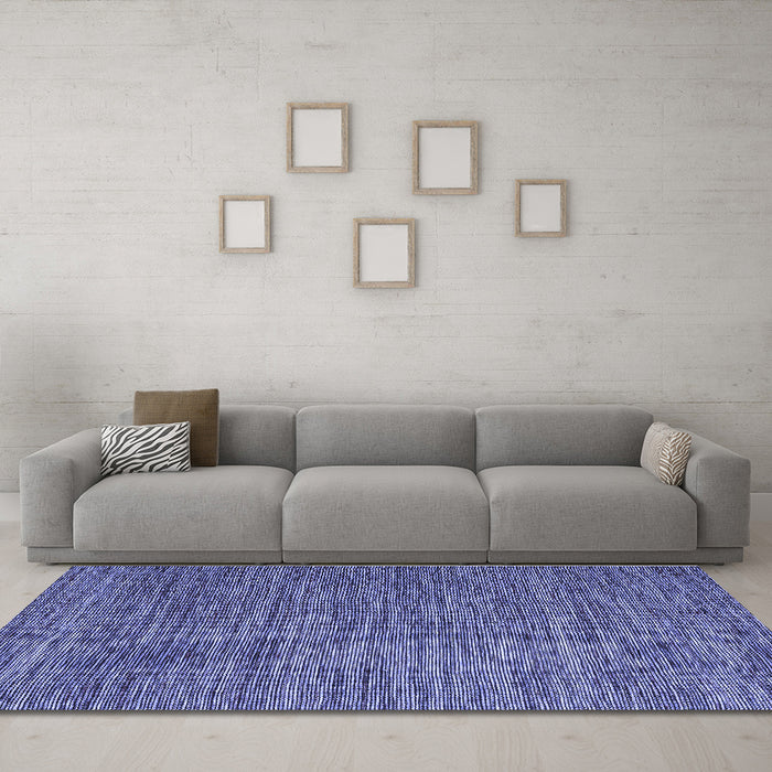 Machine Washable Abstract Blue Contemporary Rug in a Living Room, wshcon2743blu