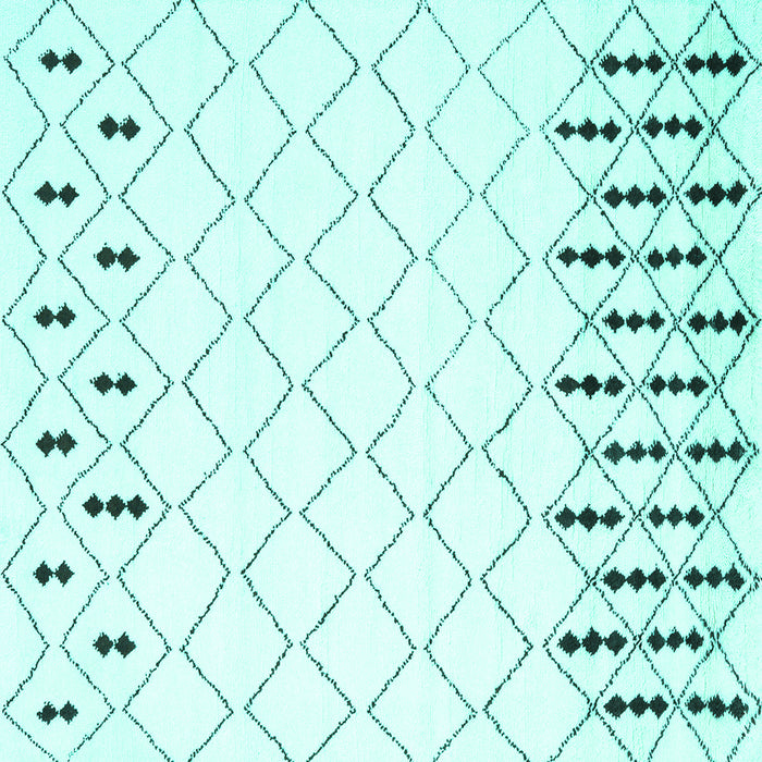 Square Machine Washable Terrilis Turquoise Contemporary Area Rugs, wshcon2744turq