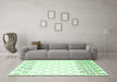 Machine Washable Terrilis Emerald Green Contemporary Area Rugs in a Living Room,, wshcon2744emgrn