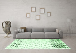 Machine Washable Terrilis Emerald Green Contemporary Area Rugs in a Living Room,, wshcon2744emgrn