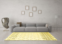 Machine Washable Terrilis Yellow Contemporary Rug in a Living Room, wshcon2744yw