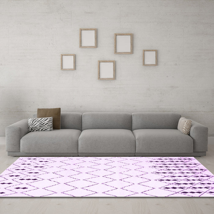 Machine Washable Terrilis Purple Contemporary Area Rugs in a Living Room, wshcon2744pur