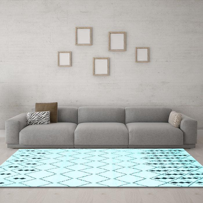 Machine Washable Terrilis Light Blue Contemporary Rug in a Living Room, wshcon2744lblu