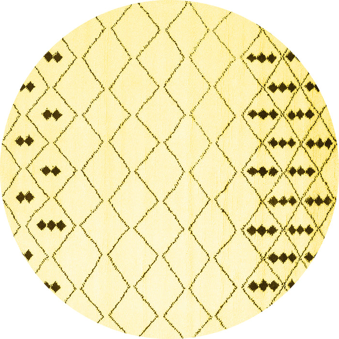 Round Machine Washable Terrilis Yellow Contemporary Rug, wshcon2744yw
