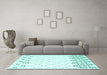 Machine Washable Terrilis Turquoise Contemporary Area Rugs in a Living Room,, wshcon2744turq