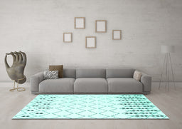 Machine Washable Terrilis Turquoise Contemporary Area Rugs in a Living Room,, wshcon2744turq