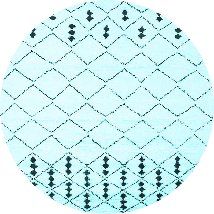 Round Machine Washable Terrilis Light Blue Contemporary Rug, wshcon2744lblu