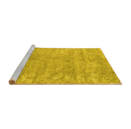 Sideview of Machine Washable Abstract Yellow Contemporary Rug, wshcon2745yw