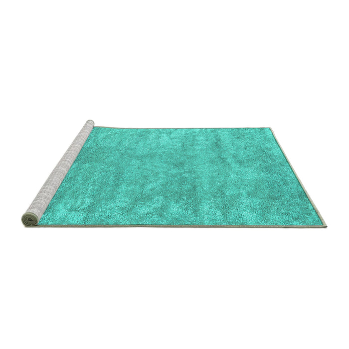 Sideview of Machine Washable Abstract Turquoise Contemporary Area Rugs, wshcon2745turq