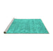 Sideview of Machine Washable Abstract Turquoise Contemporary Area Rugs, wshcon2745turq