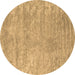 Round Abstract Brown Contemporary Rug, con2745brn