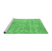 Sideview of Machine Washable Abstract Emerald Green Contemporary Area Rugs, wshcon2745emgrn