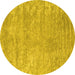 Round Abstract Yellow Contemporary Rug, con2745yw