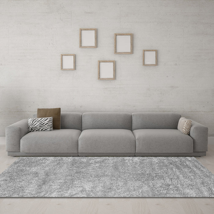 Machine Washable Abstract Gray Contemporary Rug in a Living Room,, wshcon2745gry