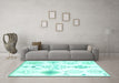 Machine Washable Solid Turquoise Modern Area Rugs in a Living Room,, wshcon2746turq