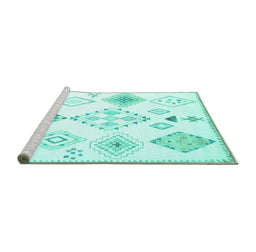 Sideview of Machine Washable Solid Turquoise Modern Area Rugs, wshcon2746turq