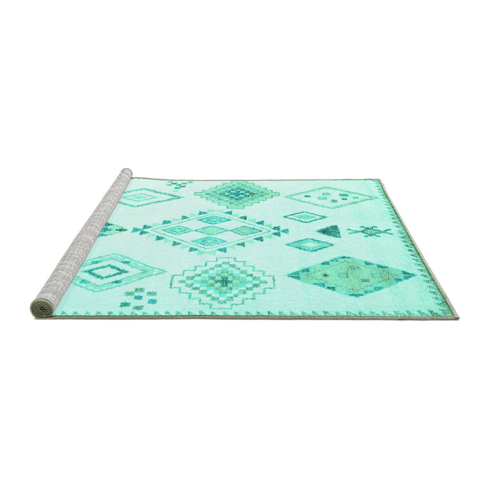 Sideview of Machine Washable Solid Turquoise Modern Area Rugs, wshcon2746turq