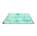 Sideview of Machine Washable Solid Turquoise Modern Area Rugs, wshcon2746turq