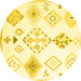 Round Solid Yellow Modern Rug, con2746yw