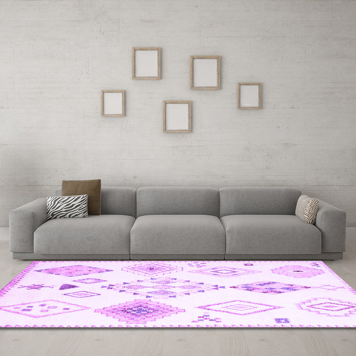 Machine Washable Solid Purple Modern Area Rugs in a Living Room, wshcon2746pur