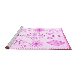 Sideview of Machine Washable Solid Pink Modern Rug, wshcon2746pnk