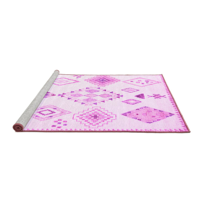 Sideview of Machine Washable Solid Pink Modern Rug, wshcon2746pnk