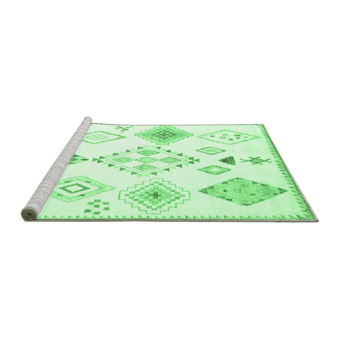 Sideview of Machine Washable Solid Emerald Green Modern Area Rugs, wshcon2746emgrn