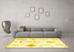 Machine Washable Solid Yellow Modern Rug in a Living Room, wshcon2746yw