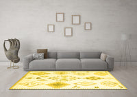 Machine Washable Solid Yellow Modern Rug, wshcon2746yw