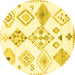 Round Solid Yellow Modern Rug, con2747yw