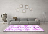 Machine Washable Solid Purple Modern Rug, wshcon2747pur