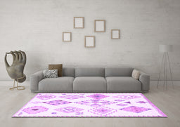 Machine Washable Solid Purple Modern Area Rugs in a Living Room, wshcon2747pur