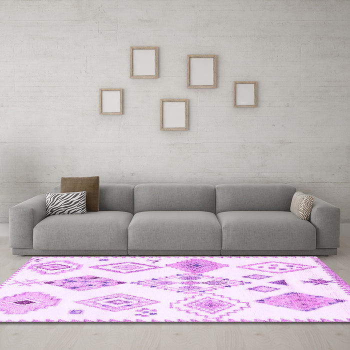 Machine Washable Solid Purple Modern Area Rugs in a Living Room, wshcon2747pur