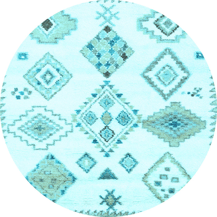 Round Solid Light Blue Modern Rug, con2747lblu