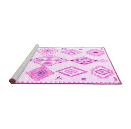 Sideview of Machine Washable Solid Pink Modern Rug, wshcon2747pnk