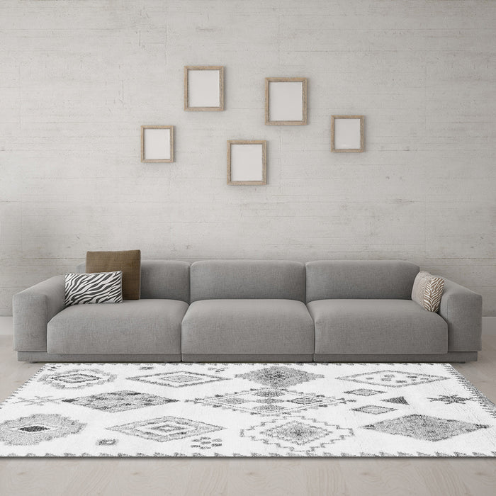 Machine Washable Solid Gray Modern Rug in a Living Room,, wshcon2747gry