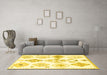 Machine Washable Solid Yellow Modern Rug in a Living Room, wshcon2747yw