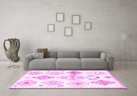 Machine Washable Solid Pink Modern Rug, wshcon2747pnk