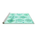 Sideview of Machine Washable Solid Turquoise Modern Area Rugs, wshcon2747turq